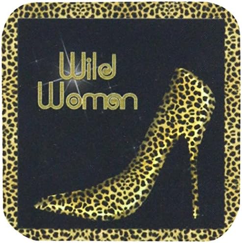 3drose CST_21804_1 Cheetah Print Wildl Woman Stiletto Bomba e Diamond Bling Soft Coasters, conjunto de 4
