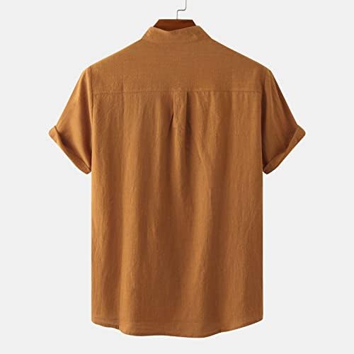 Camisas de linho masculinas da Rtrde Moda Casual Casual Casual Top Stand Stand Stand Slave Shirt Tshirts Camisetas
