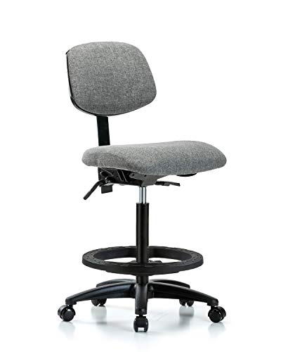 Labtech Seating LT41841 Tecido High Bench Chair Nylon Base, anel preto do pé, rodízios, Marinha