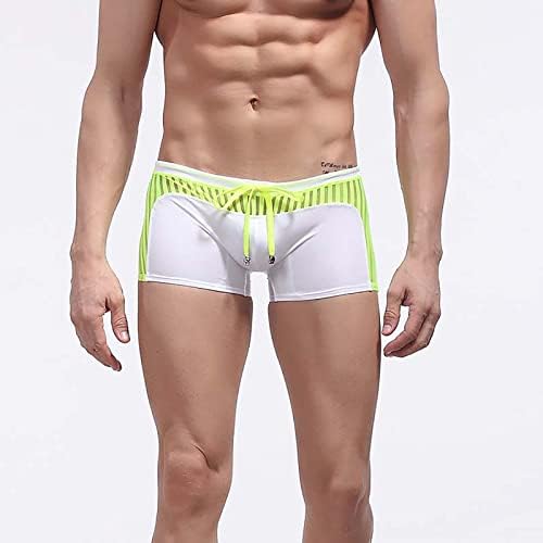 4zhuzi Men's Quick Dry Swimsuit, roupas de banho de verão listradas de malha listrada cintura de cordão de troca de shorts de