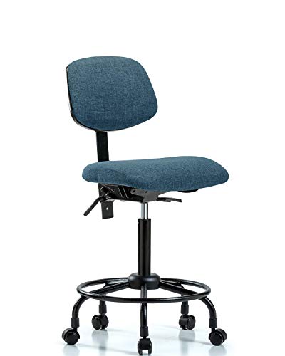 Labtech Seating Lt42519 Cadeira de bancada média, tecido, base de tubo redondo - rodízios, azul