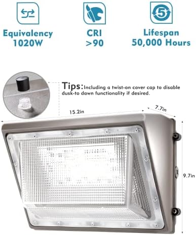 LightDOT 2 pacote 120W Luzes de parede LED com fotocélula, 18000LM [Eqv. 1020W MH/HPS] DUSK-PARA-AO-PARA-AO-MELHO, IP65 IP65 Iluminação de segurança de inundações ao ar livre, economia de energia até 4600kW*2/5yrs