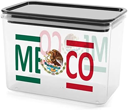 Recipientes de armazenamento de bandeira mexicana Caixa plástica transparente com tampas de lixeiras reutilizáveis ​​para lanches de cereais de cozinha Jelly Beans