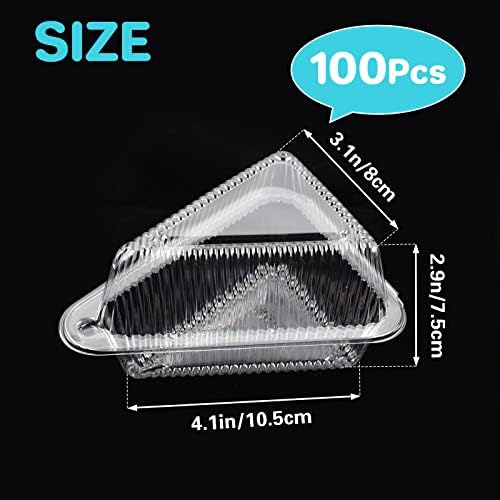 Keajuidy 100pcs Slice Bolo Recipientes com tampas, Caixa de bolo de sobremesa de Triângulo de Plástico Claro Caixas de Cheesecake Caixas de Cheesecake Portadores Transitantes de Cake Slice Bakery Take Out Packaging Packaging