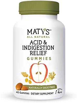 Matys Acid & Indigestion Reurest Gummies - Seguro e eficaz, toda alternativa natural de Antiácida de azia feita com vinagre de maçã, gengibre e açafrão - contagem de 40ct