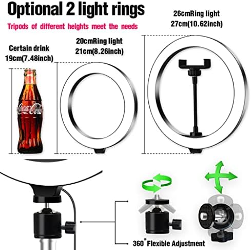 Luz do anel LED com suporte de tripé, luz do anel selfie com obturador remoto sem fio, luzes de círculo diminuídas