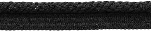 Pacote de 8 jardas/elaborado cabo de acabamento em varanda preto de 3/8 polegadas com costura lábio/estilo 0038V/cor: carvão preto