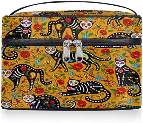 Saco de maquiagem de gatos Organizador de viagem Bolsa de higiene pessoal Boho Cosméticos portáteis Maquiane