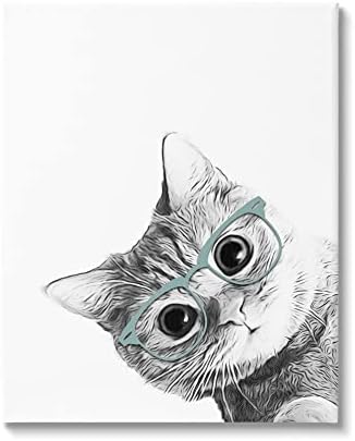 Stuell Industries monocromáticas de gatinho de gato pescando retrato de óculos, design por Annalisa Latella