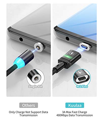 Cabo de carregamento USB CULAAA Magnetic C, suporte de cabo USB magnético 3A QC 3.0 Carregamento rápido e transferência de dados,