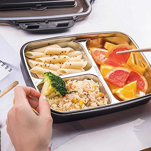 Lancheira de aço inoxidável AAAT, recipientes de almoço para adultos para adultos sanduíche de aço inoxidável Bento Box Bento Box School Almoço portátil Bento lancheira