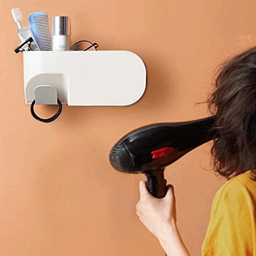 Portador do secador de cabelo xjjzs, sem necessidade de perfurar adesivo, secador de cabelo, armário de armazenamento de ferramentas de estilista de cuidados com parede de parede, bandeja de armazenamento de secador, branco