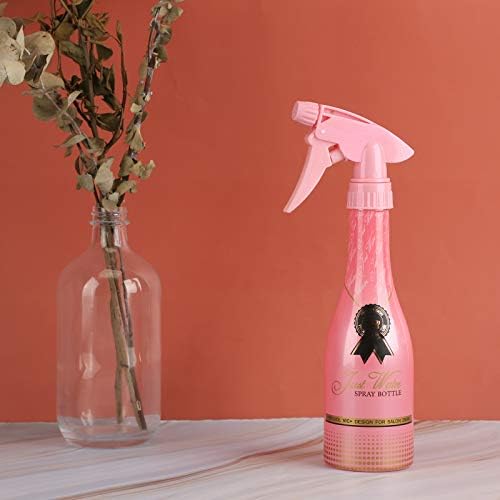 Segbeauty Spray ajustável frasco de spray, 9,8 onças de design de champanhe Planta plástica Senhor com névoa fina para configurações de fluxo, 280 ml de refilável, pulverizador rosa rosa para solução de limpeza doméstica salão de cabeleireiro