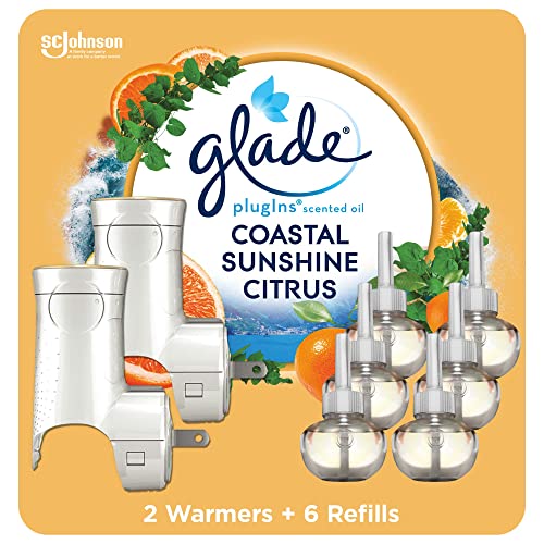 Os plugins de glade reabastecem o kit de iniciantes de reflexão do ar, óleos perfumados e essenciais para casa e banheiro, citros cítricos