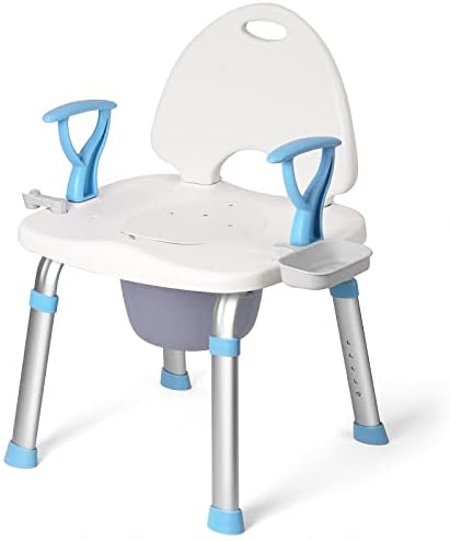 Flyingjoy Shower Chair Banho assento, cadeira de banho com bidê, apoios de braços removíveis, assento de chuveiro para o banheiro para
