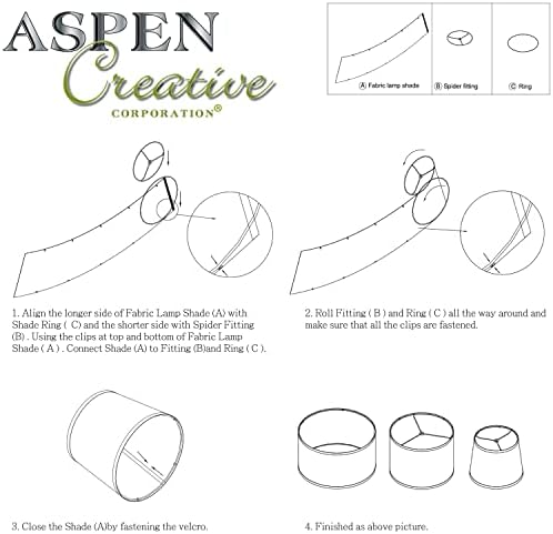 Aspen Creative 38302, Design Contemporâneo Projeto Colapsível Drum Spider Shade, 12 top x 12 inferior x 8 altura, linho branco