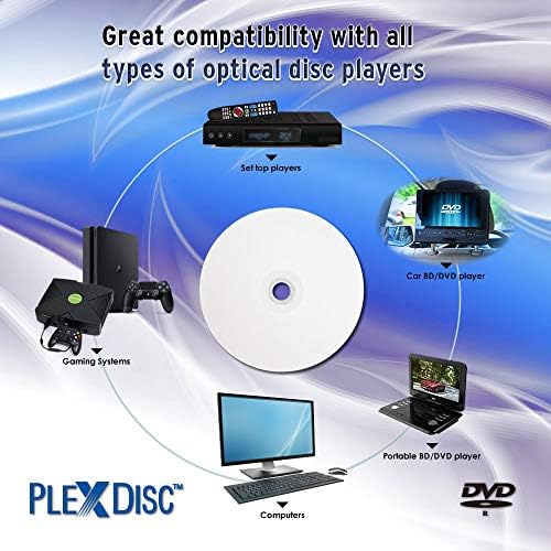 PLEXDISC 632-215-BX DVD-R 4,7 GB 16X CUMO DE CONJA DE TINTAGEM BRANCO PREMANDO-Caixa de bolo de 100pk, 100 discos