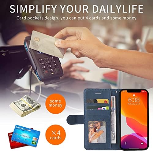 Coepmg Wallet Case para iPhone 13/13 Mini/13 Pro/13 Pro Max, PU Coverty Magnetic Protective Case Caso com RFID bloqueando o slot de cartão de crédito Stan