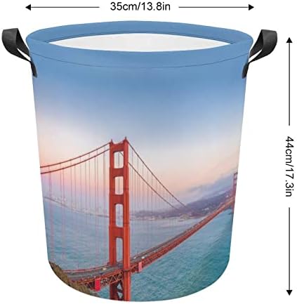Famous Golden Gate Bridge Laundry Basket Cesto de roupa dobrável Lavanderia Saco de armazenamento de lavanderia com alças