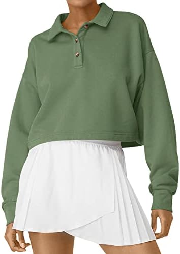Laslulu feminino ladeado de velo tops button camisetas pólo pólotout sweetshirts atléticos suéter de manga longa cortada