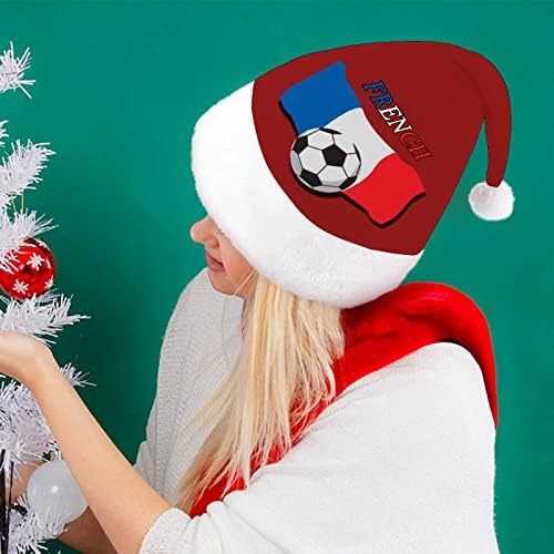 Chapéu de natal de futebol francês chapéu de Papai Noel para adultos unissex Comfort Classic Xmas Cap para férias de