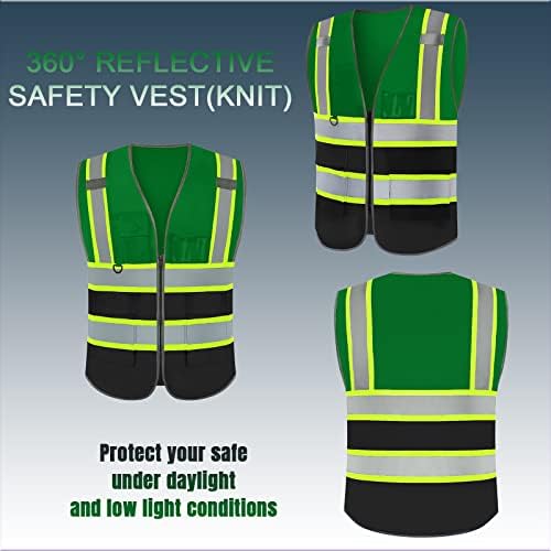Colete de segurança de logotipo personalizado beleza 10 pacote de alta visibilidade Class de colete refletivo 2 com 5 bolsos
