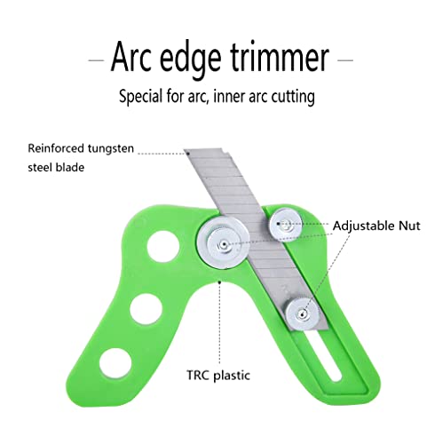 2 peças Trimmer Edge, aparador redondo e reto de borda + 10 lâminas, cortador de folheado de madeira, ferramenta de corte de