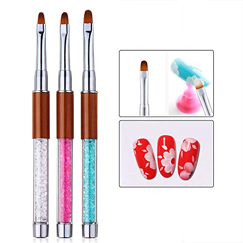 Danneasy 3pcs pincéis de unhas para aplicação de acrílico UV Brush Brush Brush Art Pintura de caneta Polygel Tools Manicure Diy & Salon