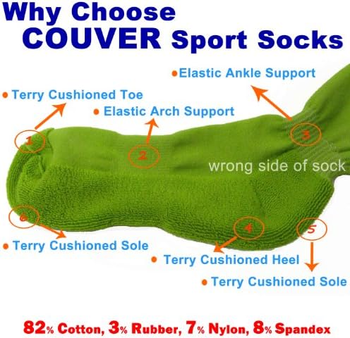 Couver Youth Kids Athletic Knee Alto Terry Credoneado Softball Multi-Sport Socks
