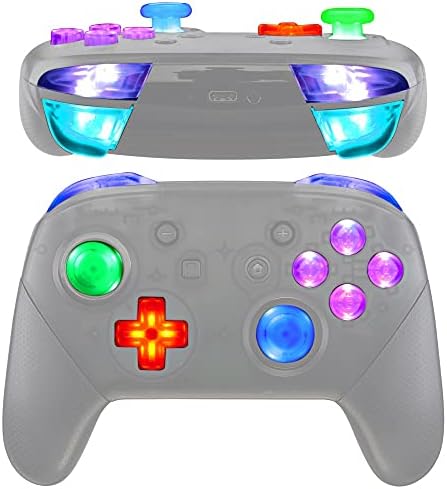 Multi -coloridas Extremeradas Luminadas Thumbsticks D -Pad Abxy Zr Zl L R Botões DTFs Kit de LED V2 para Nintendo Switch Pro