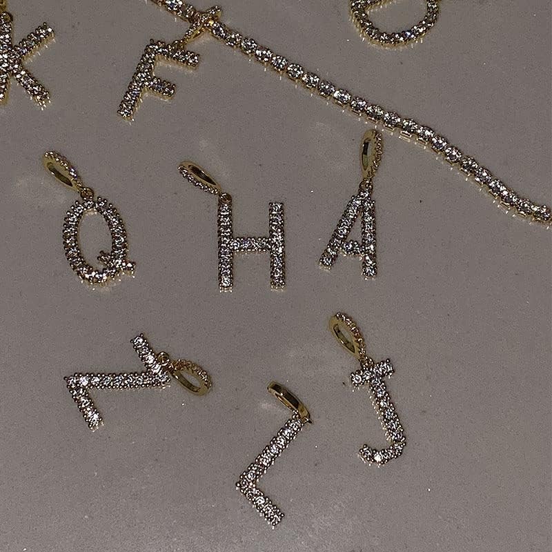Oyalma Zircon Colares de letra inicial Chain for Women letra dourada cor de prata Hip Hop A -Z Jóias de pendente Melhor -