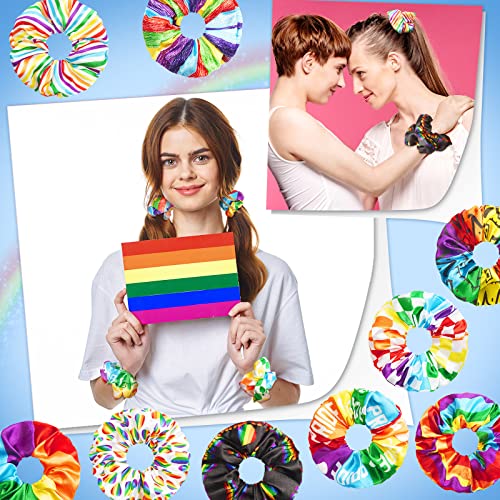 18 peças Orgulho arco -íris Scrunchies de cabelo Pride Festival Celebração Acessórios Rainbow Hair Ring Belics Ropes Love Ponytail