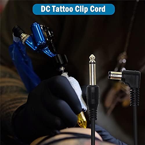 Pngknyocn dc 90 graus ângulo reto de tatuagem de tatuagem de tatuagem de tatuagem 6,35 mm a DC 5,5 mm x 2,1 mm Interface