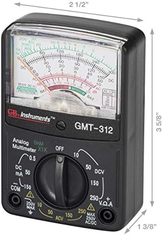 Gardner Bender GMT-312 Multímetro analógico, 5 função / 12 faixa, 300V CA / DC, para tensão AC / DC e corrente, resistência,