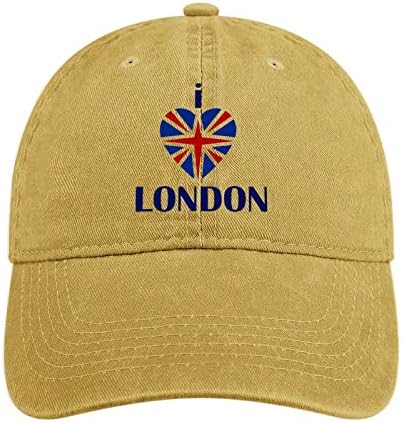 Eu amo London Funny Trucker Dadd Hat Hat lavado Baseball Cap para homens Mulheres