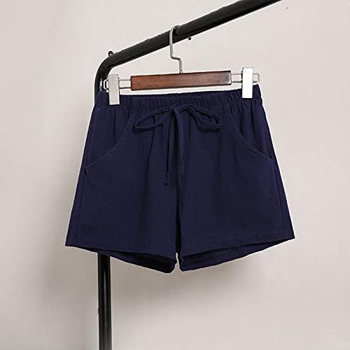 Shorts de linho de algodão para mulheres casuais shorts de cintura alta solto short confortável shorts de salão respirável