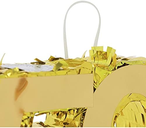 Mini número 50 piñata para 50 anos, aniversário, folha de ouro