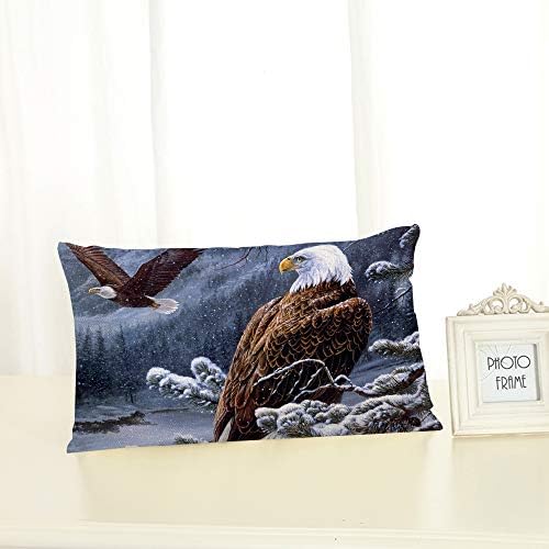 Tampa de travesseiro de Nicokee Tampa de águia careca Stand Snow ramo de travesseiro decorativo Decoração de casa de 20x12 polegadas