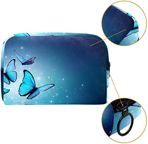 Tbouobt Bolsa cosmética para mulheres, bolsas de maquiagem Bolsa de higiene pessoal espaçosa presente de viagem, superfície de água de borboleta azul