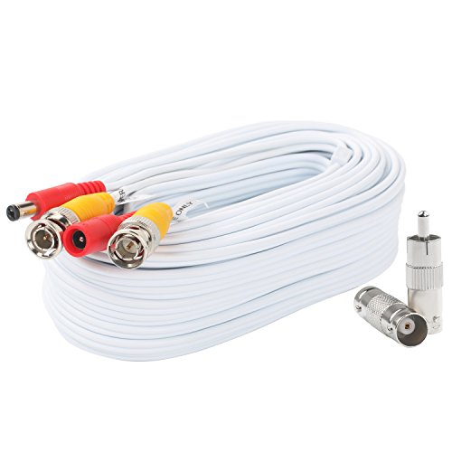 BNC Video Power Cable de 25 pés de 25 pés de segurança de vídeo com segurança de vídeo com dois conectores para CCTV DVR Sistema