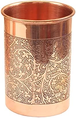 Atração Local de design em relevo copper Tumbler de vidro, drinques e servidos, Yoga 300 ml Conjunto de 4