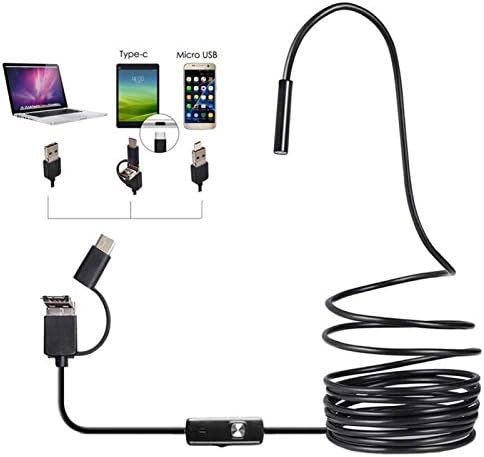 Endoscópio USB de Yuhoo 3 em 1, câmera de inspeção tipo C para câmeras industriais HD Endoscópio, IP67 Borescope de