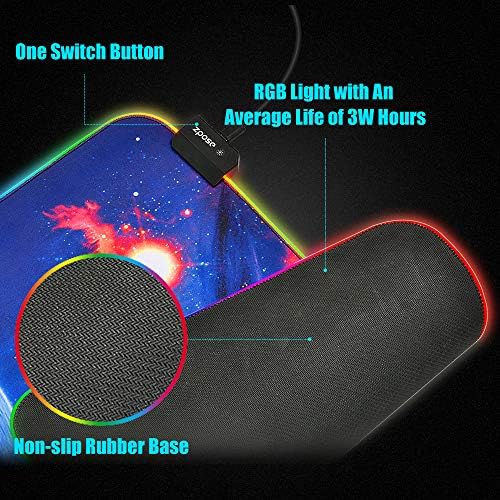 RGB Mouse Pad, Zpose LED Mouse Pad, almofada de mouse para jogos, almofada de mouse de jogos grandes, mousepad para jogos, jogos de bloco de mouse grande, jogos de almofada de mouse, 14 modos de iluminação, mouse rogb, mouse bloco, 31.5x11.8in