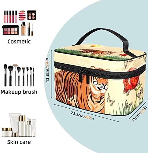 Bolsa de maquiagem Guerotkr, bolsa de higiene pessoal, bolsa de higiene pessoal, sacos de maquiagem para mulheres, Sun Prairie Wild Tiger