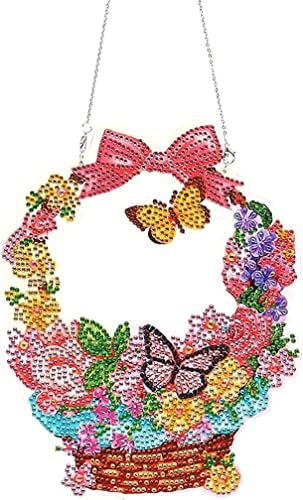 Yeesam Art Diy 5D Diamante Pintura Decorações de Natal Kit pendurado, Flores coloridas 20x23cm Diamante Arte para Decorações