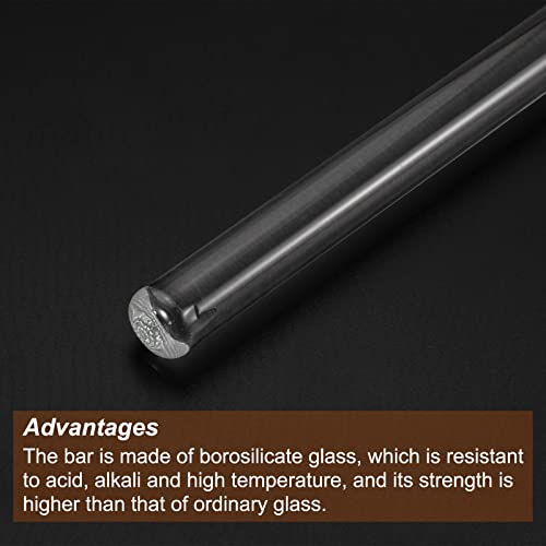 Meccanixity 3.3 Borossilicato de vidro Beck 7.87 Comprimento 12mm Dia Ferramentas de mistura de haste de haste com as duas extremidades