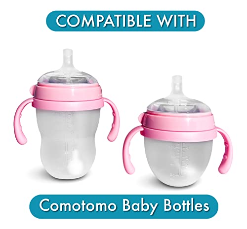 Kit de conversão de copo de palha para garrafas de bebê comotomo | 2 contagem | Com palha pesada, alças de garrafa e escova de