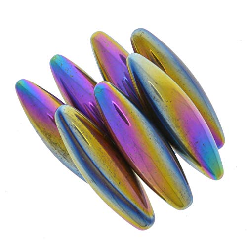 Materiais de Fantasia: 6 PCs grandes ovais de hematita magnética do arco -íris - 2,4 polegadas x 0,67 polegadas - ímãs de ferrita