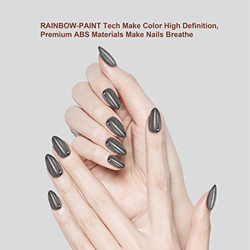 Pacotes PolyCrome & Air 2 Pressione em unhas- gradiente × glitter preto | Unhas de amêndoa e caixão curtas médios, kits