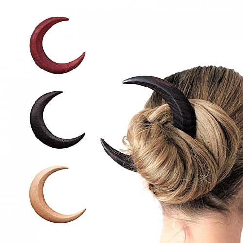 Popoyu Hand Escalhado Crescente Lua Fork para mulheres, garfo de cabelo crescente, barrete da lua, acessórios de cabelo